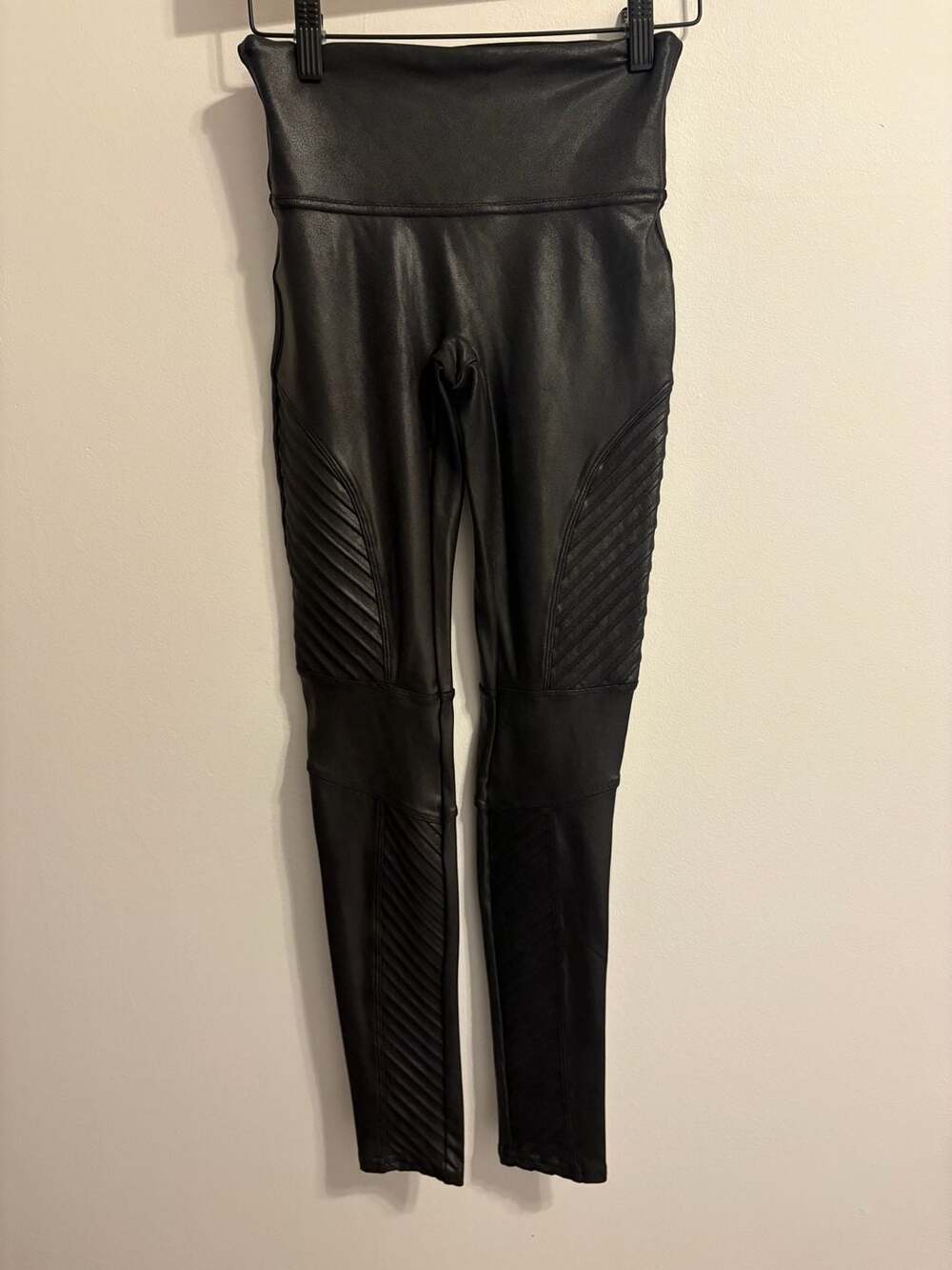 SPANX Faux Leather Moto Black Pants Women's Size Small
